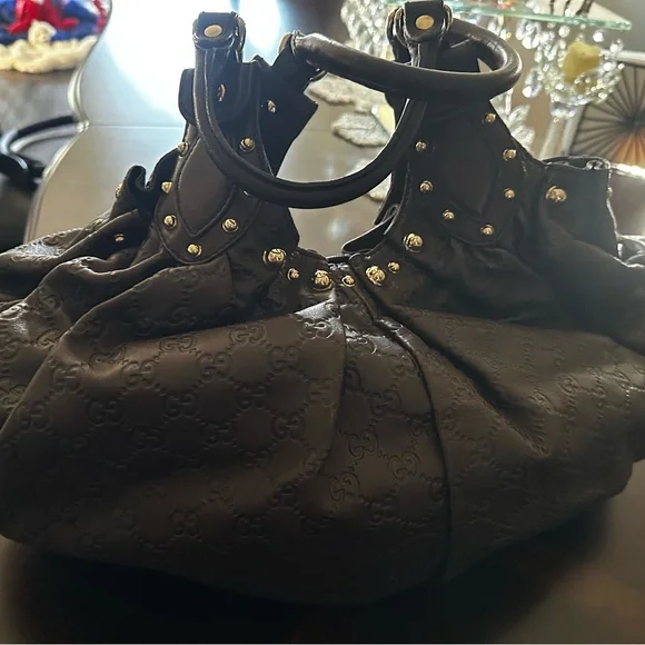 Gucci Black Studded GG-Embossed Hobo Shoulder Bag vintage like new - Picture 5 of 5